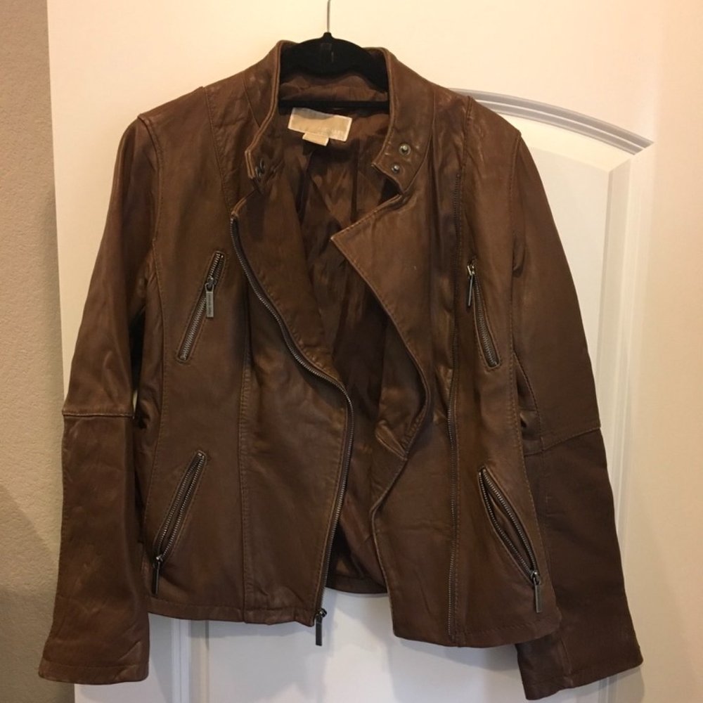 Michael Kors Brown Leather Jacket